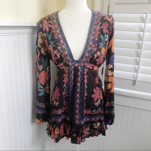 Free People Violet Hill Floral Printed Tunic Size 2 - Picture 3 of 10